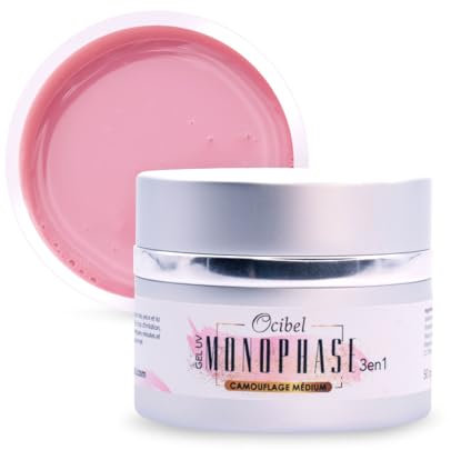 Ocibel - Gel UV monohase camuflaje Cover medio 50 ml 3 en 1 (base de construcción) - Manicura, uñas postizas y Nail Art