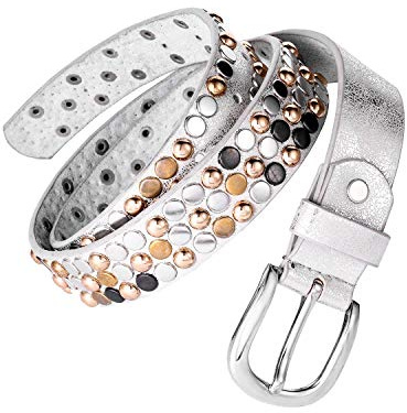 AnJuHoPa Ceinture pantalon pour femme Ceinture fille avec clous et strass Ceinture mode avec boucle en argent