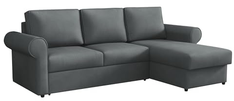 Mirjan24 Eckcouch Usero mit Bettkasten und Schlaffunktion, Ecksofa Bettsofa, Polsterecke mit abgerundete Armlehnen, L-Form Sofa, Couch, Schlafcouch, Polsterecke (Kronos 22)