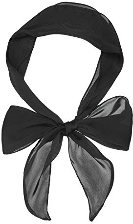Allegra K Women Plain Solid Color Pure Skinny Scarf Scarves Long Neckerchief Hair Band Black