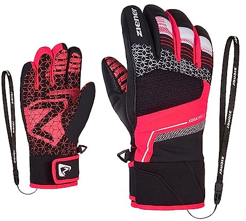 Ziener Kinder LONZALO Ski-Handschuhe/Wintersport | wasserdicht, Primaloft, Black.neon pink, 6,5