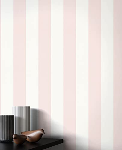 NEWROOM carta da parati Rosa Strisce Tessuto non Tessuto - Annata Bianchi Strisce a Blocchi Linea Grafica