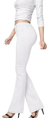 Hybrid & Company Womens Hyper Ultra Stretch Comfy Boot Cut Leg Flare Work Casual Pants P44879BL White M