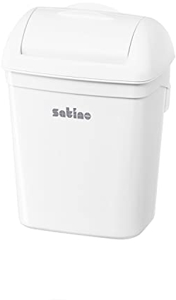 Satino by WEPA Abfalleimer I wahlweise frei stehend oder zur Wandmontage I aus weißem Kunststoff (8 Liter Kapazität - mini)