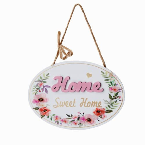 Thinkhappyyoyo Home Sweet Home Panneau de bienvenue en bois avec pendentif rétro européen pour porte d'entrée de ferme en bois rustique (Home Sweet Home)