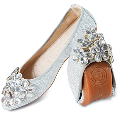 MACHSWON Womens Ballet Flat Black Pumps Ladies Bride Dolly Ballerina with Sparkly Rhinestone Work Office Formal Comfort Pointed Toe Slip On Wedding Flats Shoes