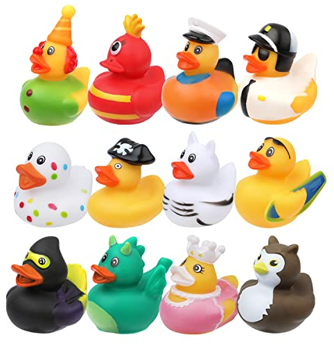 LUTER 12 Stück Gummi Badeenten, Bunt Gummi Enten Schwimmer und Bade Enten niedlich Badeenten-Spielzeug für Babypartys Geburtstagspartys