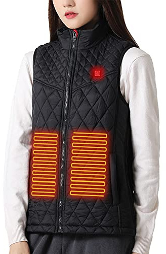 Timpfee Veste chauffante électrique USB, 3 étals à température réglable, gilet chauffant lavable pour camping, randonnée, conduite, ski, équitation, Noir , S