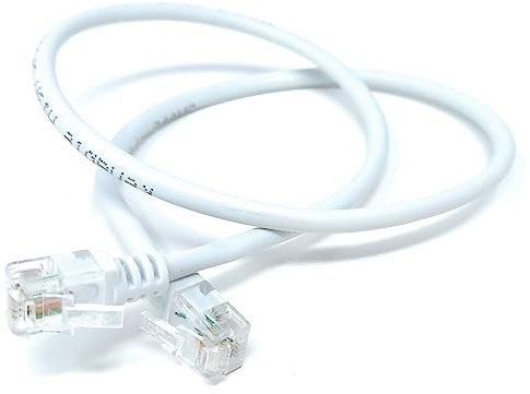 DRUT 50cm RJ11 to RJ11 ADSL 2 High Speed Broadband Modem Telephone Cable Transmits Data Up to 100 Mbits/sec, 26 AWG Supports Analogue or Digital (DSL/ISDN) Applications (0.5m, White)