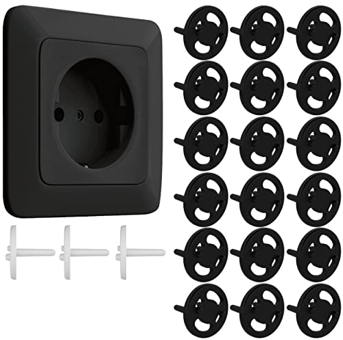 Wessper 18 Pièces Cache Prise Bébé, Kit De Sécurité Pour Protection de Prise De Courant Électrique | pour Bébé et Enfant Prise de Sécurité – Noir