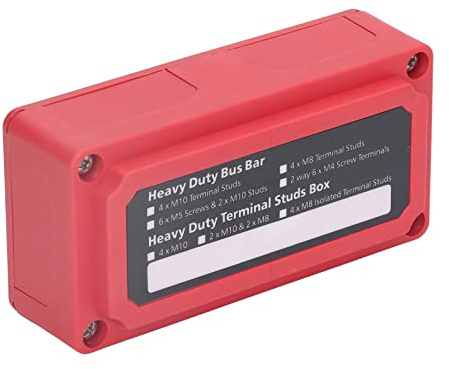 SEAFRONT Bloc de Bornes de Distribution d'Énergie de Barre Omnibus 300A DC 48V M8 Goujons de Borne Bloc de Jonction de Batterie Rouge