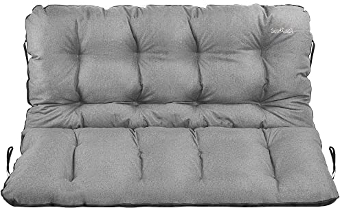 SuperKissen24. Sitzkissen Bankauflage für Gartenbank - Bankkissen Bankauflage 180x60x50 cm - Auflagen für Gartenmöbel Wetterfest - Outdoor und Indoor - Grau Leinen