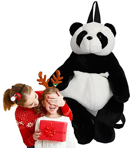 FacynRucksack Panda, Rucksack, Schultergurt, Panda, verstellbar, Plüsch, Umhängetasche in Cartoon-Form, für Bleistifte, , Lebensmittel, kleine Bücher