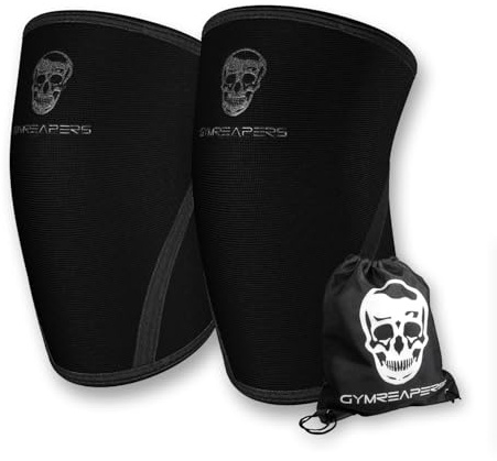 Gymreapers Knee Sleeves (1 Pair) with Gym Bag - IPF Approved - Support Compression Brace for Squats, Fitness, Weightlifting, Cross Training, Powerlifting - 7MM Neoprene Sleeves - For Men & Women (Black/Black, Small)