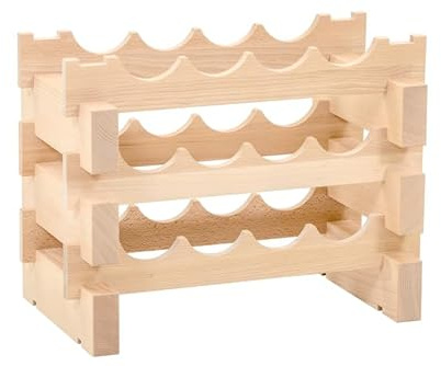 NAJDER Weinregal Holz, für 12 Flaschen, Weinständer, Flaschenregal, Weingestell, Weinflaschenregal, Weinflaschenhalter, Weinhalter, Weinlagerung, Buchholz, 3x4, Moon, Premium Qualität
