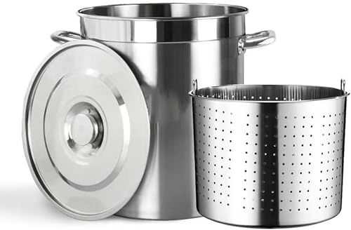 Großer Kochtopf mit Siebkorb, kommerzieller Edelstahl-Suppentopf, Pastatopf, Truthahn, Bratfass zum Dämpfen von Tamales, Meeresfrüchten, Krabbelkessel, 50 l