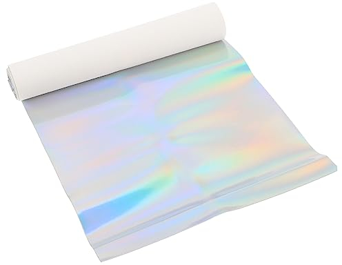 Operitacx Spiegel Pu Leder mit Holografischem Effekt Silberfarbener Stoff für Nähen und Kostüme Glitzernd Formstabil