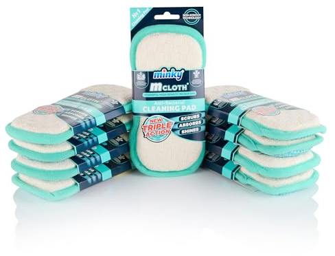 Minky M Cloth Anti-Bacterial Triple Action Cleaning Pad - 9 Pack, Anti-Bacterial Protection, Powerful High Density Microfibre, Non Scratch Technology, Dual Sided Powerful Cleaning, Grey (Teal)