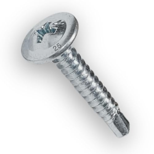CUBIBOO® 100 Vis Autoforeuse Metal Ø4.2x25mm à tête large bombée à empreinte PH/cruciforme + Mètre Ruban de 1 Mètre - Vis Autoperforante - Vis Placo