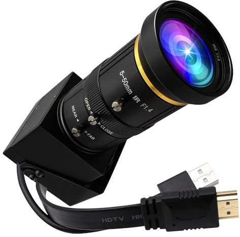 IEights Cámara web 4K USB HDMI con zoom manual para computadora, mini cámara de quemadura de luz para grabador láser H.264, telescopio USB, cámara de seguridad 4K 30 fps, cámara de impresora 3D para