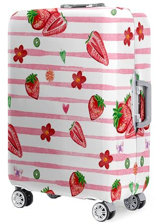 Hixingo Elastisch Kofferhülle Kofferschutzhülle, Erdbeer Frucht Koffer Schutzhülle Staubdichte Reisekoffer Hülle Trolley Case Schutzhülle Reisegepäckabdeckung (Blumen,XL (30-32 Zoll))