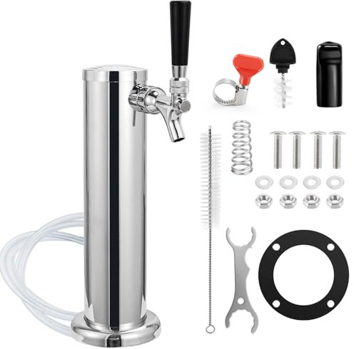 Torre de cerveza de un solo grifo, dispensador de grifo de cerveza, torre facetada, torre de acero inoxidable