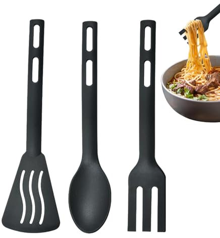 Juego de utensilios de cocina | Cuchara de cocina resistente al calor - Cuchara ranurada - Utensilios de cocina portátiles con tenedor para cocinar y hornear, apto para utensilios de cocina