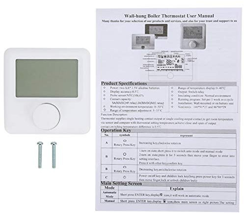 Thermostat, Digitaler LCD-Display-Heizungstemperaturregler für Einzelnen Heiz- oder Kühlausgang, Hohe Empfindlichkeit und Genauigkeit, Großes Bildschirmdisplay, Einfache Bedienung