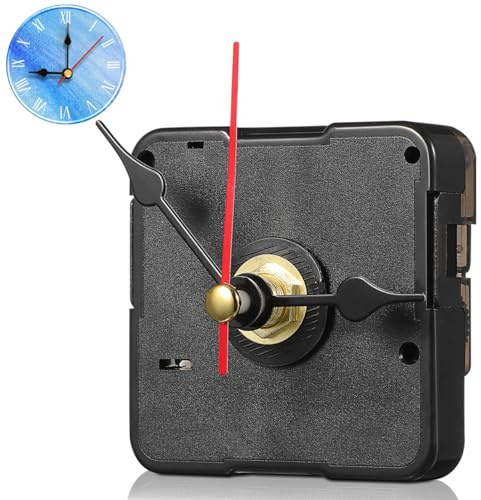 UKCOCO Lautloses Quarzuhrwerk mit Zeigern Set, DIY Uhrwerk für Tischuhr & kleine Wanduhr, Batteriebetrieben, 13mm Achse für 2-3mm Zifferblatt