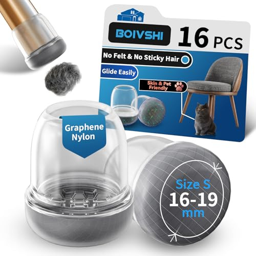 Tappi per Sedie Ø16–19mm – 16 Pezzi Gommini Silicone Trasparenti – Feltrini Sedie Rotonde per Pavimenti Silenziosi