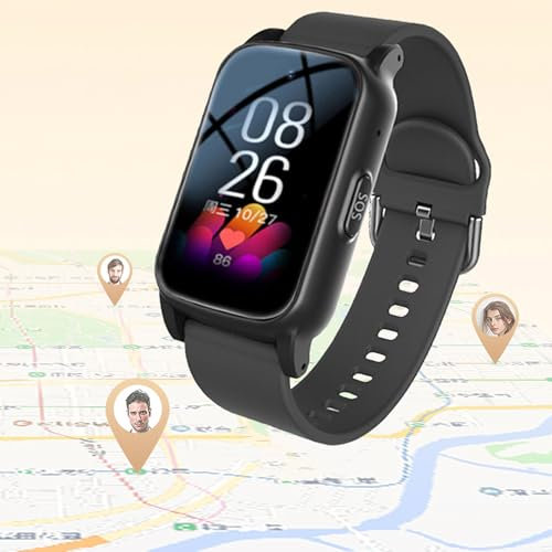 Reloj Localizador Personas Mayores, Reloj GPS con Botón De Emergencia SOS, Llamada De Voz HD, Detección De Caídas Y Resistencia Al Agua IP67, Reloj Sos para Personas Mayores,Black