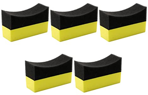 Applicateur Professionnel de Brillance des pneus - Outil de Nettoyage en Mousse courbé 5 pièces, Paquet de 5 éponges de Cire pour Lavage de Voiture Lingettes de Nettoyage de Demi-Lune éponge Multi