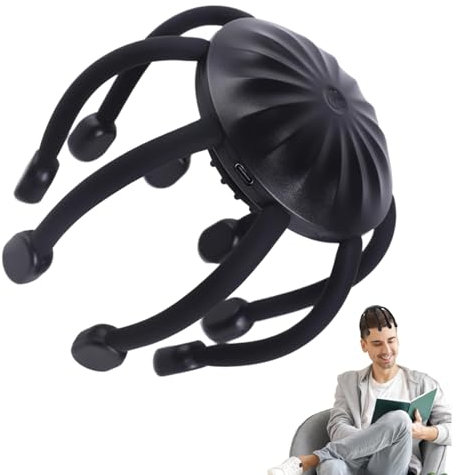 Masajeador Eléctrico de Pulpo Recargable para el Cuero Cabelludo Con 8 Garras - Alivio del Estrés de 360 Grados