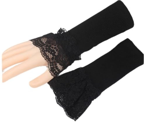 Manga Brazo Protección Solar Puños de brazos de algodón Cubiertas de brazo de encaje Moda Guantes de longitud media sólido Mangas falsas Damas de punto Manga de brazos Peluños falsos Manga De Brazo De