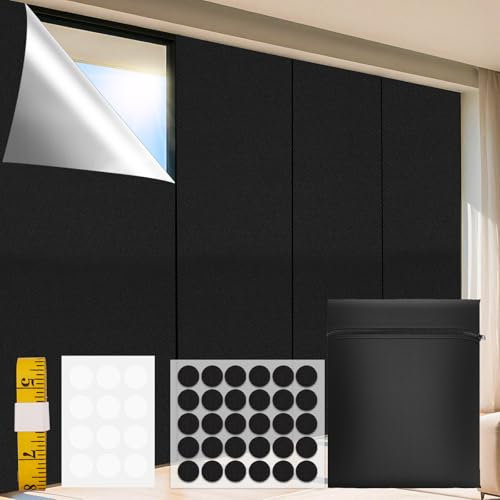 NAKIHOUSE 100 % Verdunkelungsrollo, 100 x 150 cm, zum Aufkleben für Fenster, ohne Bohren, temporäre Verdunkelungsvorhänge, geeignet zum Schneiden jeder Größe, verdunkelnde Jalousien für Schlafzimmer