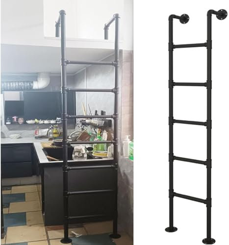 Emergency Escape Ladder for Window Wells WallMounted Metal Loft Bed Ladder Industrial Iron Bunk Bed Ladder Indoor & Outdoor Climbing Steps HeavyDuty Safety Stairway