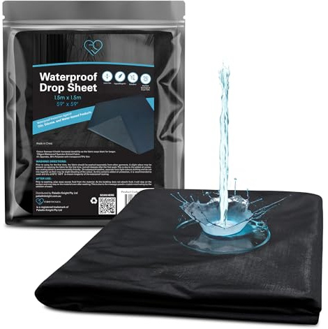 Telo Impermeabile Massaggio Nuru 150x150cm per Lettino e Letto, Nero | Poliestere elastico morbido, laminatura TPU. Anti olio e silicone. Per lettino, letto, pavimento o divano. Coppie