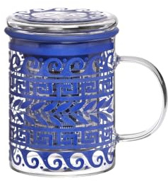 TEA SHOP - Tasse en verre pour thé ou infusions avec filtre et couvercle - All in One Mug Athenea - Thermorésistante