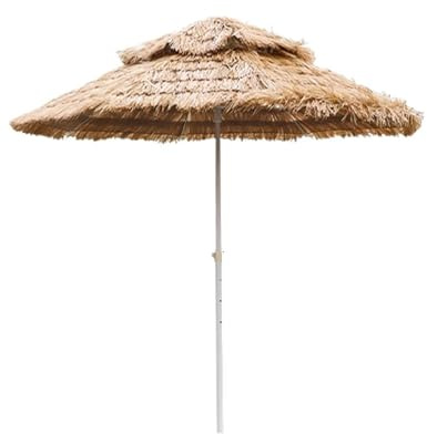 GFYHTN Sombrilla de Paja Hawaiana Ø270 cm, Sombrilla de Playa con Techo Doble, Botón para Inclinación y 8 Varillas para Jardin Piscina(7.2ft/2.2m)