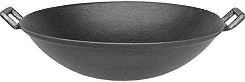 JYBNBBE Wok Tradizionali in Ferro, Wok antiaderenti di Grandi Dimensioni Adatti a fornelli a Gas, pentola in ghisa con Fondo Tondo - 34 cm,43cm
