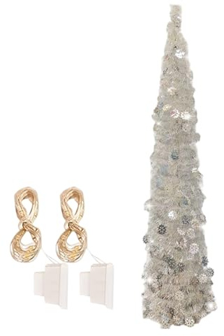 Arbol Plegable De Navidad, Popup Christmas Tree, 150 Cm Arbol Navidad Emergente con Luces, Pino Artificial Decoracion Navidades Hogar Interior Y Exterior