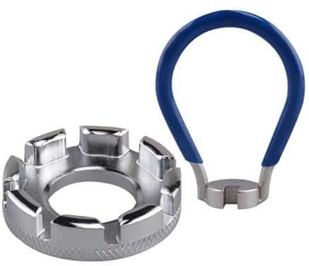 6 in 1 Bike Tools - Bicycle Spoke Wrench Tool - Bike Repair Kit with Spoke Wrench & Rim Correction Tool - 10-15 Gauge Spanner for Bicycle - Electric Vehicle Wheel Maintenance (Silver+Blue) - Perfect