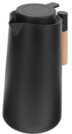 MOTHNUR Jarra Térmica Nordica Con Asa De Madera Hervidor Aislante Para Agua Caliente Ligero y Portátil Para Hogar Oficina y Camping Contenedor Termo De Vidrio De Estilo Simple Negro