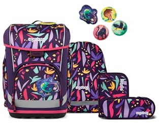 ergobag Schulranzen-Set cubo Light Set AmBärzonas - Lila | extra leichter ergonomischer Schulranzen mit nur 780 g im 6-teiligen Set aus der Vorgänger-Kollektion für die Schule