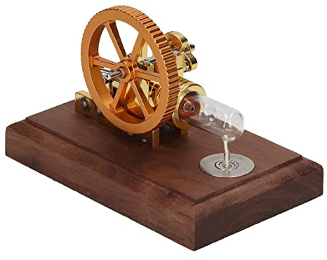 Sahgsa Stirling - Générateur de moteur Stirling - Vitesse réglable - En acier inoxydable - Avec bouteille d'alcool - Entraînement du moteur Stirling
