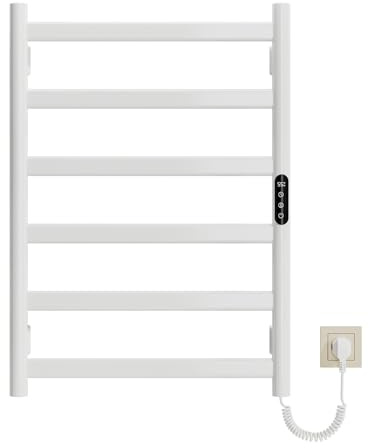 Billg 175W Scaldasalviette Elettrico, Portasalviette a Parete con Display LCD, Timer 0-9 Ore, Temperature Regolabile 30-70°C, Impermeabile IPX4, Scaldasalviette Acciaio al Carbonio, 500 x 700 mm