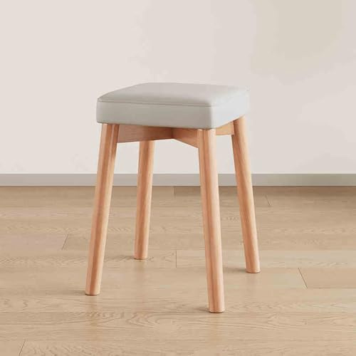Bärbara stapelbara träpallar – 45 cm rygglösa fyrkantiga vadderade stolar med halkfria fötter för hemmakontor, kök och skola – modern ljusgrå design