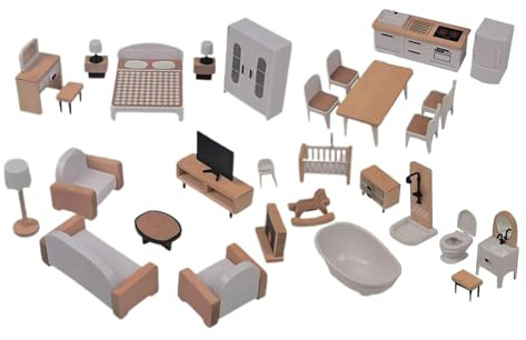Dockhusmöbler | Miniatyrmöbler Leksaksmöbler - Miniatyr Möbler Leksak - Perfekt för Användning i Klassrum på Resor i Förskola Dagis vid