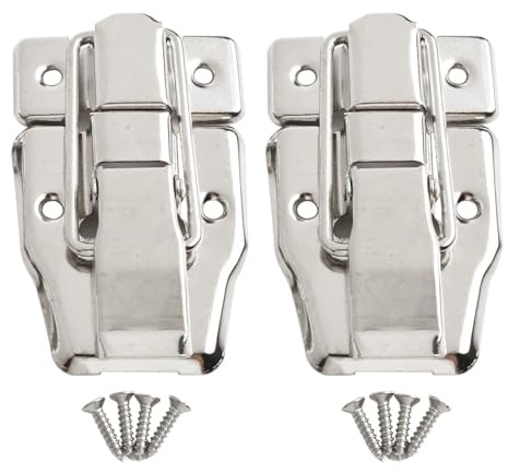 NiuLumea Chiusura a clip per valigia, baule, cassetta degli attrezzi, 78 x 48 mm, chiusura a levetta in ferro con design sollevabile, argento (confezione da 2)