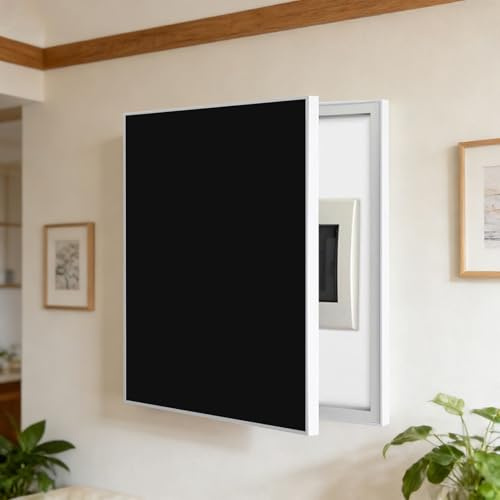 Vibeo Cache Compteur Electrique Couvercle Décoratif pour Boîte à Fusibles, Plaque Murale Rabattable pour Tableau Électrique, Couvre-Tableau de Distribution Haute Hauteur(Black,24x28in/60x70cm)